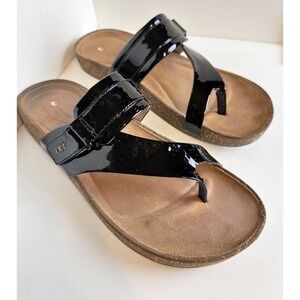 Clarks Unstructured Rosilla‎ Durham Black Patent Leather Sandals 11 M 42-08